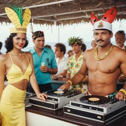 The Captain in the DJ booth on deck