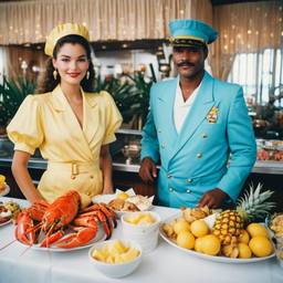 The Captain and the chef at the breakfast buffet, FFF Cruises: Voyage 01 · FFF\CRS\033\003