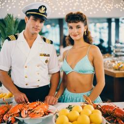 The Captain and the chef at the breakfast buffet, FFF Cruises: Voyage 01 · FFF\CRS\033\006