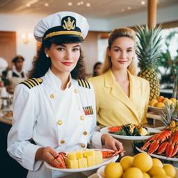 The Captain and the chef at the breakfast buffet, FFF Cruises: Voyage 01 · FFF\CRS\033\007