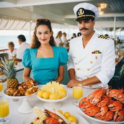 The Captain and the chef at the breakfast buffet, FFF Cruises: Voyage 01 · FFF\CRS\033\008