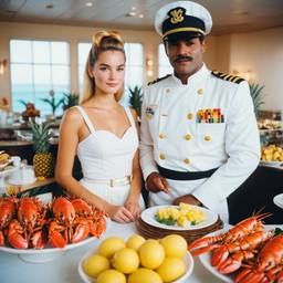 The Captain and the chef at the breakfast buffet, FFF Cruises: Voyage 01 · FFF\CRS\033\010
