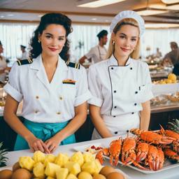The Captain and the chef at the breakfast buffet, FFF Cruises: Voyage 01 · FFF\CRS\033\015