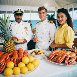 The Captain and the chef at the breakfast buffet, FFF Cruises: Voyage 01 · FFF\CRS\033\016