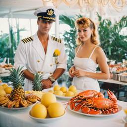 The Captain and the chef at the breakfast buffet, FFF Cruises: Voyage 01 · FFF\CRS\033\018