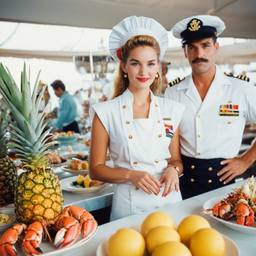 The Captain and the chef at the breakfast buffet, FFF Cruises: Voyage 01 · FFF\CRS\033\020
