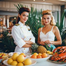 The Captain and the chef at the breakfast buffet, FFF Cruises: Voyage 01 · FFF\CRS\033\022