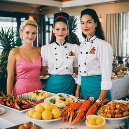 The Captain and the chef at the breakfast buffet, FFF Cruises: Voyage 01 · FFF\CRS\033\023