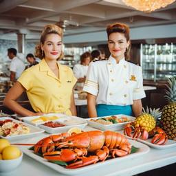 The Captain and the chef at the breakfast buffet