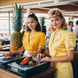 The breakfast buffet with DJ decks, FFF Cruises: Voyage 01 · FFF\CRS\034\006