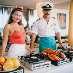 The breakfast buffet with DJ decks, FFF Cruises: Voyage 01 · FFF\CRS\034\015