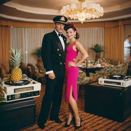 Decks in the dining room, dancers as pineapples and lobsters, FFF Cruises: Voyage 01 · FFF\CRS\036\004