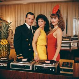 Decks in the dining room, dancers as pineapples and lobsters, FFF Cruises: Voyage 01 · FFF\CRS\036\008