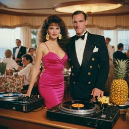 Decks in the dining room, dancers as pineapples and lobsters, FFF Cruises: Voyage 01 · FFF\CRS\036\009
