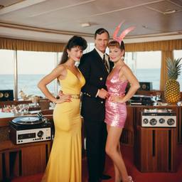 Decks in the dining room, dancers as pineapples and lobsters, FFF Cruises: Voyage 01 · FFF\CRS\036\011