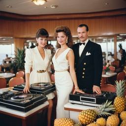 Decks in the dining room, dancers as pineapples and lobsters, FFF Cruises: Voyage 01 · FFF\CRS\036\013