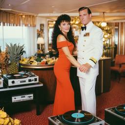 Decks in the dining room, dancers as pineapples and lobsters, FFF Cruises: Voyage 01 · FFF\CRS\036\017