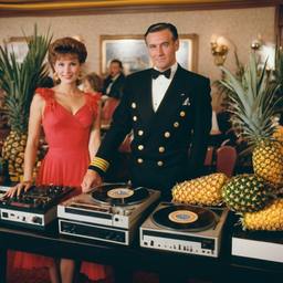 Decks in the dining room, dancers as pineapples and lobsters, FFF Cruises: Voyage 01 · FFF\CRS\036\019