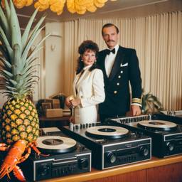 Decks in the dining room, passengers as pineapples and lobsters, FFF Cruises: Voyage 01 · FFF\CRS\037\001