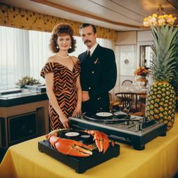 Decks in the dining room, passengers as pineapples and lobsters, FFF Cruises: Voyage 01 · FFF\CRS\037\009