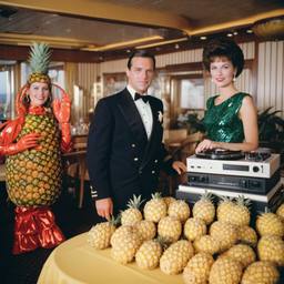 Decks in the dining room, passengers as pineapples and lobsters, FFF Cruises: Voyage 01 · FFF\CRS\037\016