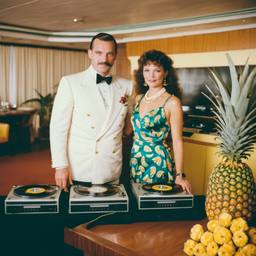 Decks in the dining room, passengers as pineapples and lobsters, FFF Cruises: Voyage 01 · FFF\CRS\037\018