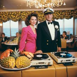 Decks in the dining room, passengers as pineapples and lobsters, FFF Cruises: Voyage 01 · FFF\CRS\037\021