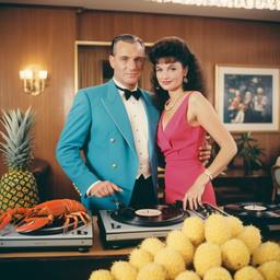 Decks in the dining room, passengers as pineapples and lobsters, FFF Cruises: Voyage 01 · FFF\CRS\037\025