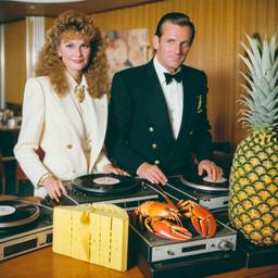 Decks in the dining room, passengers as pineapples and lobsters, FFF Cruises: Voyage 01 · FFF\CRS\037\026