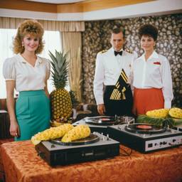 Decks in the dining room, passengers as pineapples and lobsters, FFF Cruises: Voyage 01 · FFF\CRS\037\027