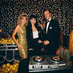 Decks in the disco, pineapple and lobster costumes, FFF Cruises: Voyage 01 · FFF\CRS\040\002