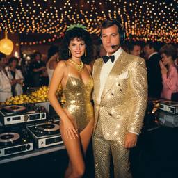 Decks in the disco, pineapple and lobster costumes, FFF Cruises: Voyage 01 · FFF\CRS\040\018