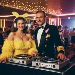 Decks in the disco, pineapple and lobster costumes, FFF Cruises: Voyage 01 · FFF\CRS\040\020