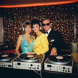 Decks in the disco, pineapple and lobster costumes, FFF Cruises: Voyage 01 · FFF\CRS\040\021