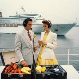 Rainy day, headphones and vinyl on the dock, FFF Cruises: Voyage 01 · FFF\CRS\046\032