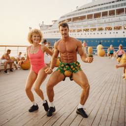 Overweight aerobics with pineapples and lobsters (surreal), FFF Cruises: Voyage 01 · FFF\CRS\048\001