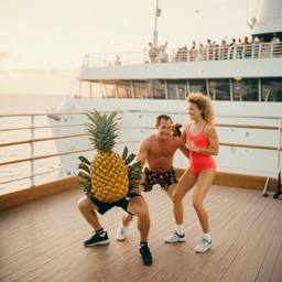 Overweight aerobics with pineapples and lobsters (surreal), FFF Cruises: Voyage 01 · FFF\CRS\048\004