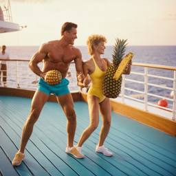 Overweight aerobics with pineapples and lobsters (surreal), FFF Cruises: Voyage 01 · FFF\CRS\048\006