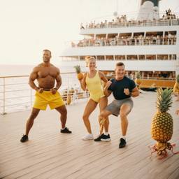 Overweight aerobics with pineapples and lobsters (surreal), FFF Cruises: Voyage 01 · FFF\CRS\048\008