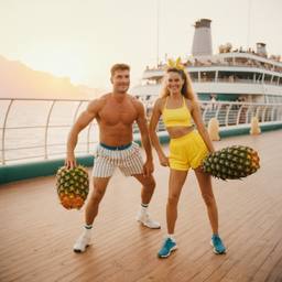 Overweight aerobics with pineapples and lobsters (surreal), FFF Cruises: Voyage 01 · FFF\CRS\048\012