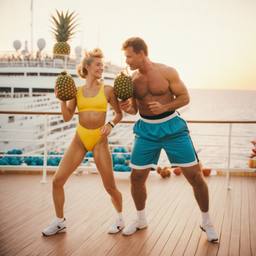 Overweight aerobics with pineapples and lobsters (surreal), FFF Cruises: Voyage 01 · FFF\CRS\048\016