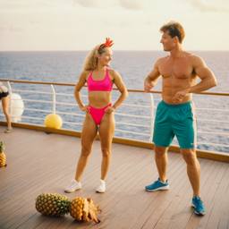 Overweight aerobics with pineapples and lobsters (surreal), FFF Cruises: Voyage 01 · FFF\CRS\048\017