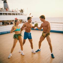Overweight aerobics with pineapples and lobsters (surreal), FFF Cruises: Voyage 01 · FFF\CRS\048\021