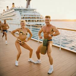 Overweight aerobics with pineapples and lobsters (surreal), FFF Cruises: Voyage 01 · FFF\CRS\048\026