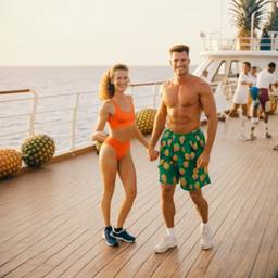 Overweight aerobics with pineapples and lobsters (surreal), FFF Cruises: Voyage 01 · FFF\CRS\048\028