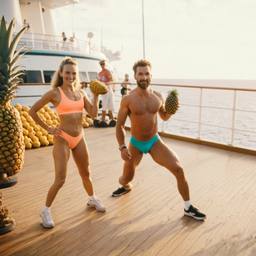 Overweight aerobics with pineapples and lobsters (surreal), FFF Cruises: Voyage 01 · FFF\CRS\048\029