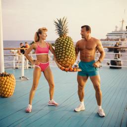 Overweight aerobics with pineapples and lobsters (surreal), FFF Cruises: Voyage 01 · FFF\CRS\048\034