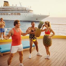 Overweight aerobics with pineapples and lobsters (surreal), FFF Cruises: Voyage 01 · FFF\CRS\048\035