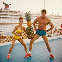 Overweight aerobics with pineapples and lobsters (surreal), FFF Cruises: Voyage 01 · FFF\CRS\048\038