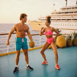 Overweight aerobics with pineapples and lobsters (surreal), FFF Cruises: Voyage 01 · FFF\CRS\048\045